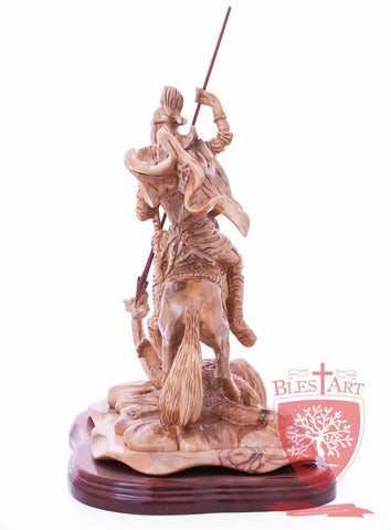 St. George defeating the dragon, Cathedral Quality, Size:  13.5" 10" 15"