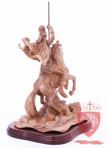 St. George defeating the dragon, Cathedral Quality, Size:  13.5" 10" 15"