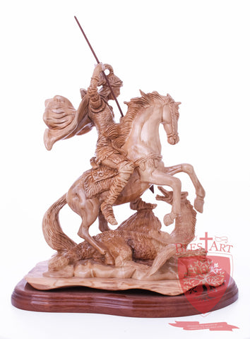 St. George defeating the dragon, Cathedral Quality, Size:  13.5" 10" 15"