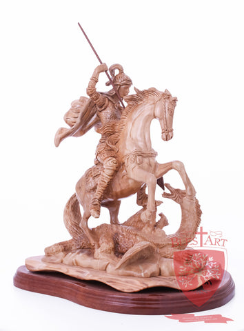 St. George defeating the dragon, Cathedral Quality, Size:  13.5" 10" 15"