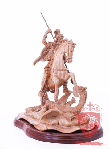 St. George defeating the dragon, Cathedral Quality, Size:  13.5" 10" 15"