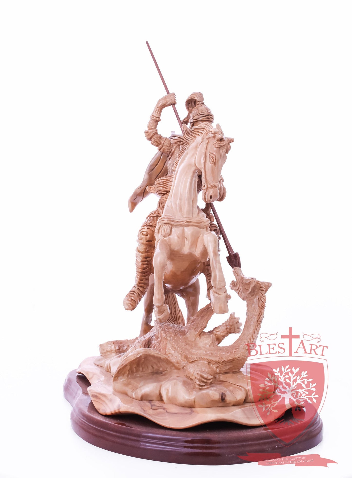 St. George defeating the dragon, Cathedral Quality, Size:  13.5" 10" 15"