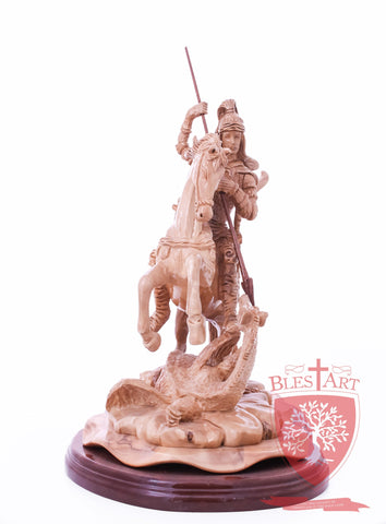 St. George defeating the dragon, Cathedral Quality, Size:  13.5" 10" 15"