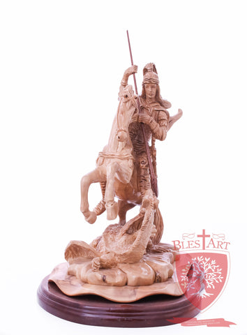 St. George defeating the dragon, Cathedral Quality, Size:  13.5" 10" 15"