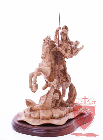 St. George defeating the dragon, Cathedral Quality, Size:  13.5" 10" 15"