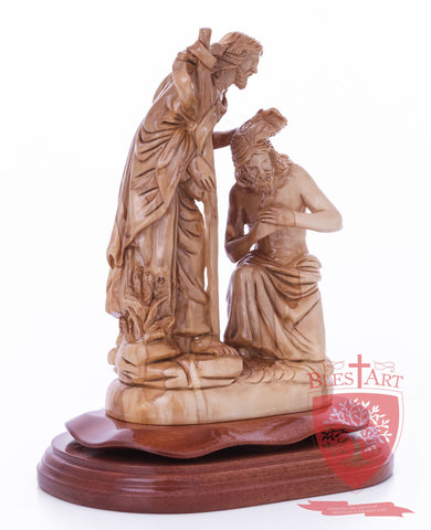 Jesus Baptism, By John The Baptist in The Jordan River, Size 9.5"/25 cm Height