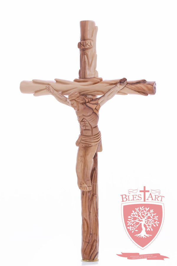 Latin Cross, with a hand Carved body, Size: 14"/ 35 cm