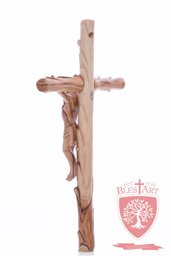 Latin Cross, with a hand Carved body, Size: 14"/ 35 cm