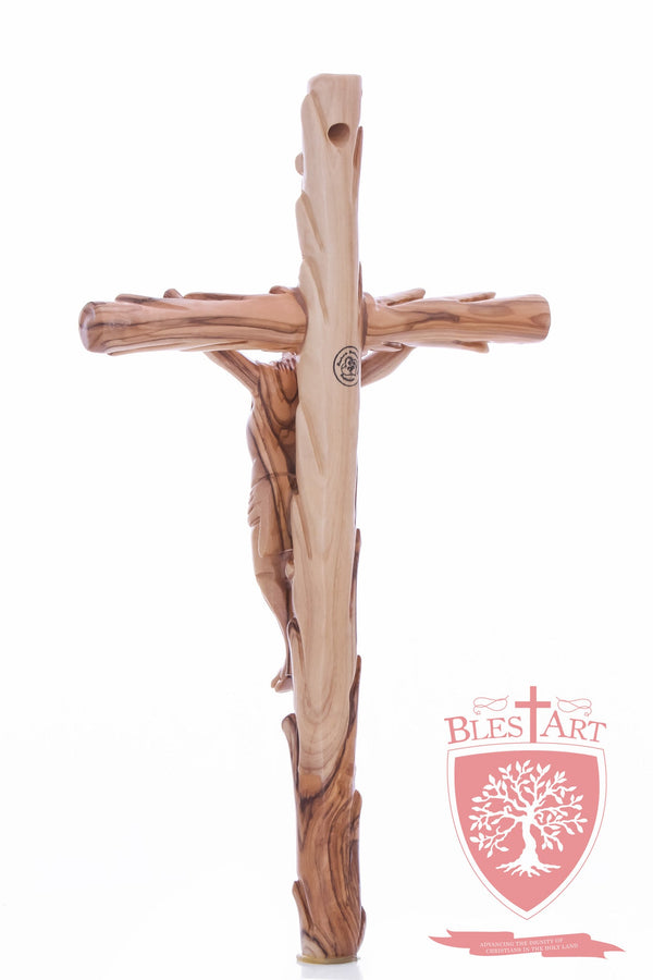 Latin Cross, with a hand Carved body, Size: 14"/ 35 cm