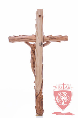 Latin Cross, with a hand Carved body, Size: 14"/ 35 cm