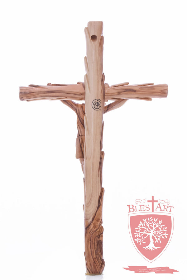 Latin Cross, with a hand Carved body, Size: 14"/ 35 cm