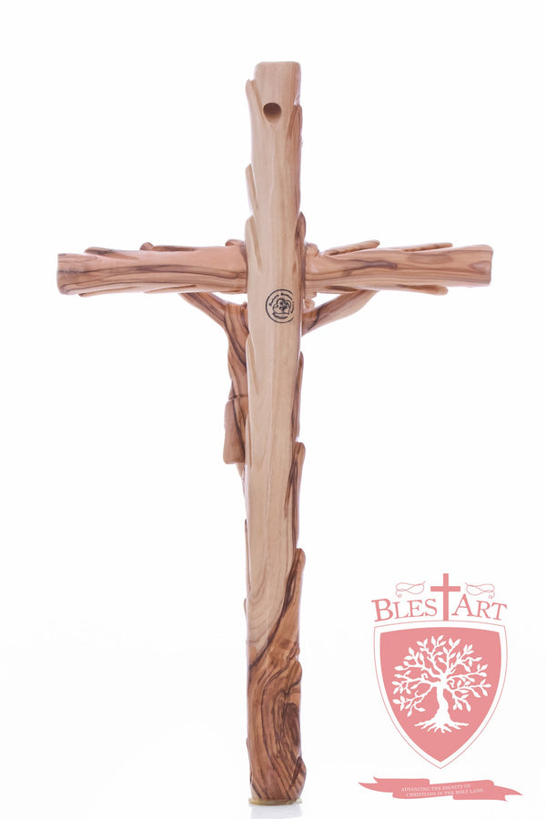 Latin Cross, with a hand Carved body, Size: 14"/ 35 cm