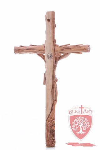 Latin Cross, with a hand Carved body, Size: 14"/ 35 cm