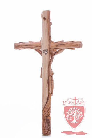 Latin Cross, with a hand Carved body, Size: 14"/ 35 cm