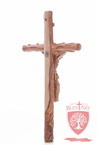 Latin Cross, with a hand Carved body, Size: 14"/ 35 cm