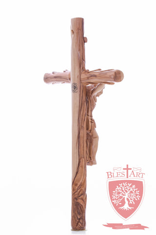 Latin Cross, with a hand Carved body, Size: 14"/ 35 cm