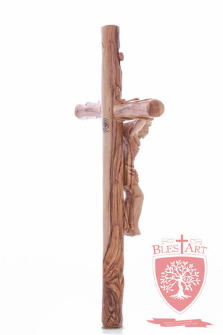 Latin Cross, with a hand Carved body, Size: 14"/ 35 cm