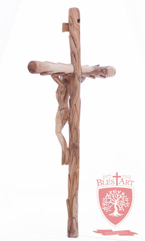 Latin Cross, with a hand Carved body, Size: 19.5"/ 49 cm