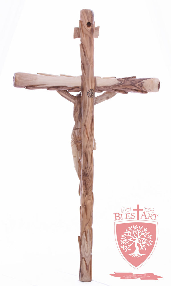 Latin Cross, with a hand Carved body, Size: 19.5"/ 49 cm