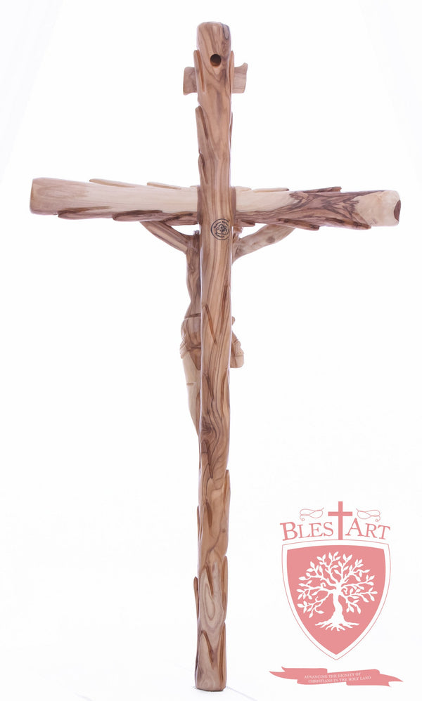 Latin Cross, with a hand Carved body, Size: 19.5"/ 49 cm