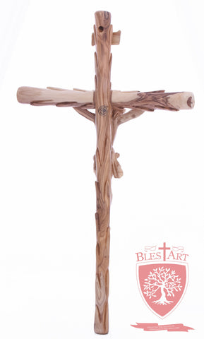 Latin Cross, with a hand Carved body, Size: 19.5"/ 49 cm