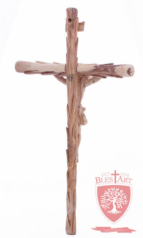 Latin Cross, with a hand Carved body, Size: 19.5"/ 49 cm