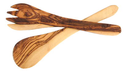 Olive wood plate with Fork and a spoon. The spoon and the fork can be bought separately
