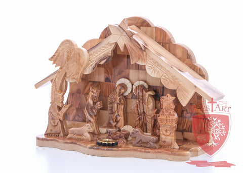 Nativity Set, with 2-d figures and Incense from the tomb of jesus Size: 9" / 25 CM