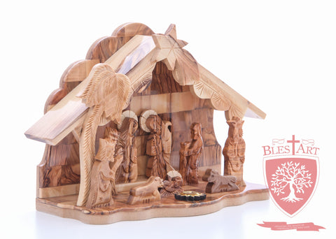 Nativity Set, with 2-d figures and Incense from the tomb of jesus Size: 9" / 25 CM