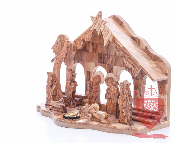 Nativity Set, with 2-D figures and Incense from the tomb of jesus. Size: 10" 5" 7.5"