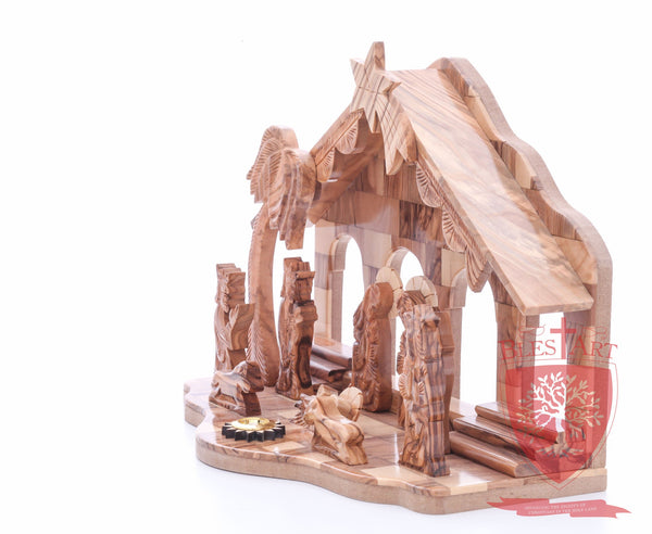 Nativity Set, with 2-D figures and Incense from the tomb of jesus. Size: 10" 5" 7.5"