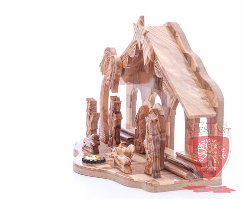 Nativity Set, with 2-D figures and Incense from the tomb of jesus. Size: 10" 5" 7.5"