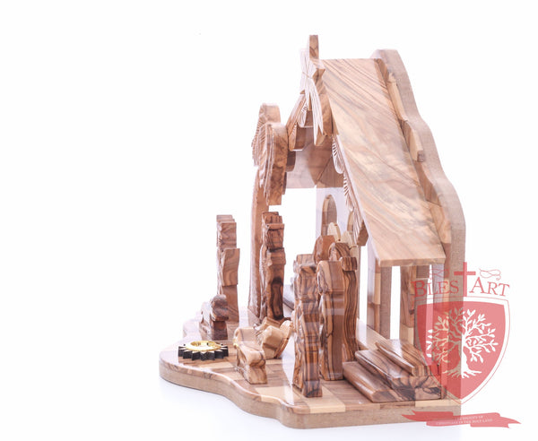 Nativity Set, with 2-D figures and Incense from the tomb of jesus. Size: 10" 5" 7.5"