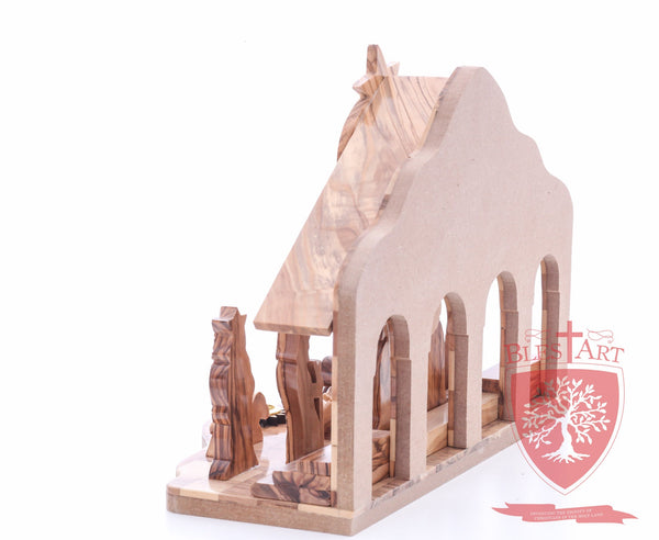 Nativity Set, with 2-D figures and Incense from the tomb of jesus. Size: 10" 5" 7.5"