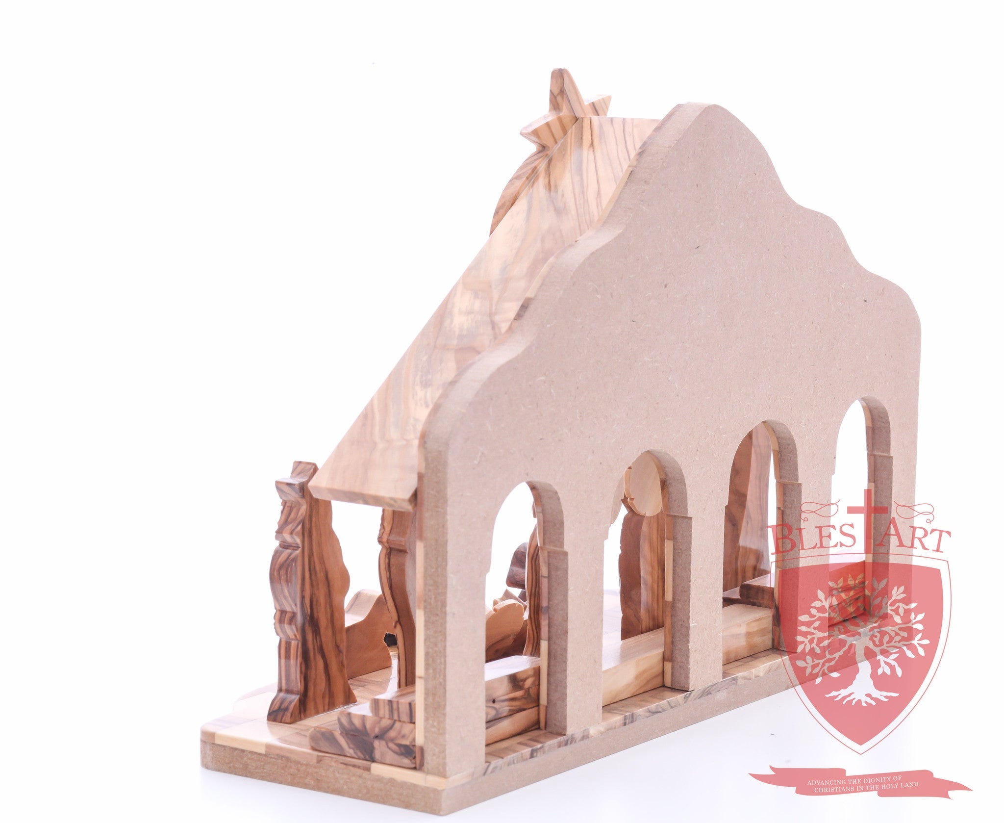 Nativity Set, with 2-D figures and Incense from the tomb of jesus. Size: 10" 5" 7.5"