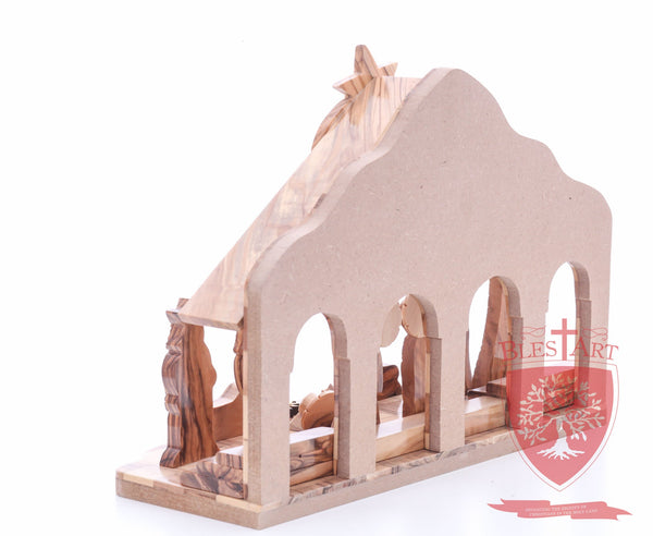 Nativity Set, with 2-D figures and Incense from the tomb of jesus. Size: 10" 5" 7.5"