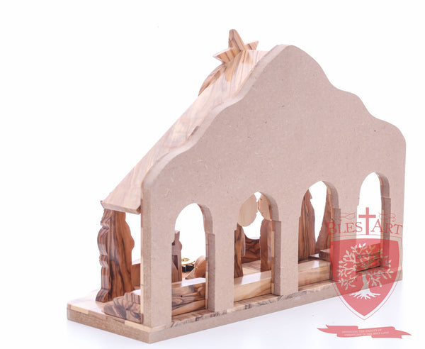 Nativity Set, with 2-D figures and Incense from the tomb of jesus. Size: 10" 5" 7.5"