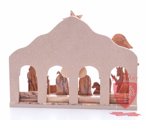 Nativity Set, with 2-D figures and Incense from the tomb of jesus. Size: 10" 5" 7.5"