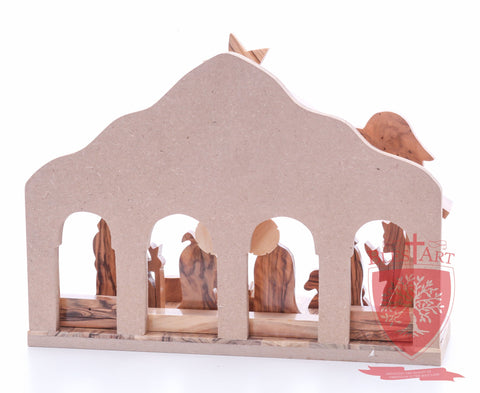 Nativity Set, with 2-D figures and Incense from the tomb of jesus. Size: 10" 5" 7.5"