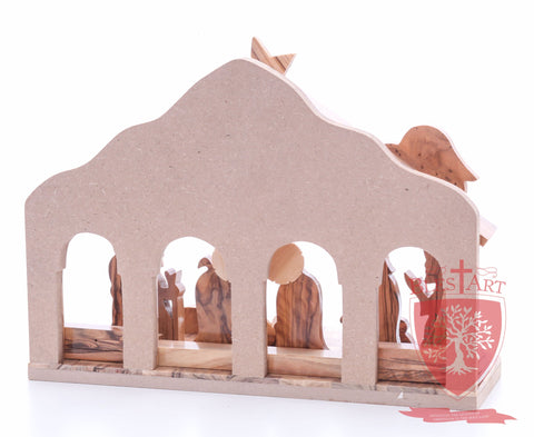 Nativity Set, with 2-D figures and Incense from the tomb of jesus. Size: 10" 5" 7.5"