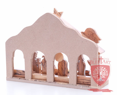 Nativity Set, with 2-D figures and Incense from the tomb of jesus. Size: 10" 5" 7.5"