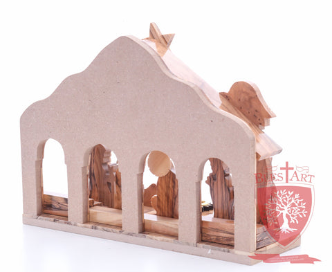 Nativity Set, with 2-D figures and Incense from the tomb of jesus. Size: 10" 5" 7.5"