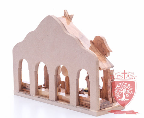 Nativity Set, with 2-D figures and Incense from the tomb of jesus. Size: 10" 5" 7.5"