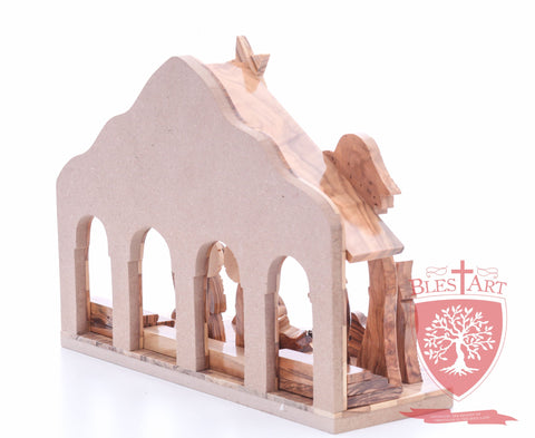 Nativity Set, with 2-D figures and Incense from the tomb of jesus. Size: 10" 5" 7.5"