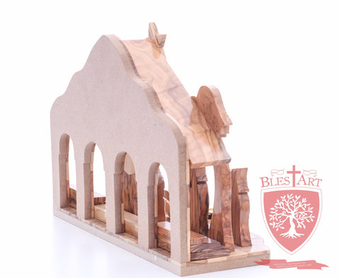 Nativity Set, with 2-D figures and Incense from the tomb of jesus. Size: 10" 5" 7.5"