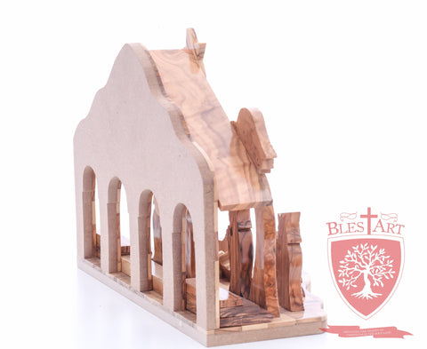 Nativity Set, with 2-D figures and Incense from the tomb of jesus. Size: 10" 5" 7.5"