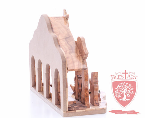 Nativity Set, with 2-D figures and Incense from the tomb of jesus. Size: 10" 5" 7.5"