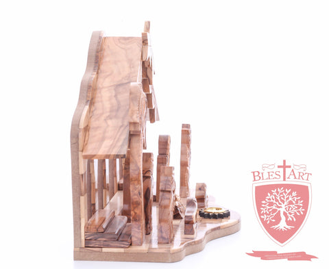 Nativity Set, with 2-D figures and Incense from the tomb of jesus. Size: 10" 5" 7.5"