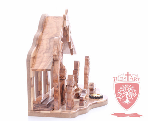 Nativity Set, with 2-D figures and Incense from the tomb of jesus. Size: 10" 5" 7.5"