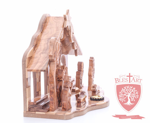 Nativity Set, with 2-D figures and Incense from the tomb of jesus. Size: 10" 5" 7.5"